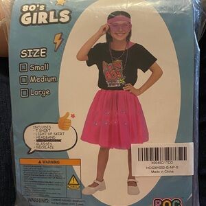 80's Girls Costume with Pink Skirt size kids small NEW